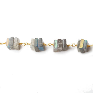 5mm Labradorite square heshi Vermeil Chain by the foot (ONLINE ORDER ONLY)