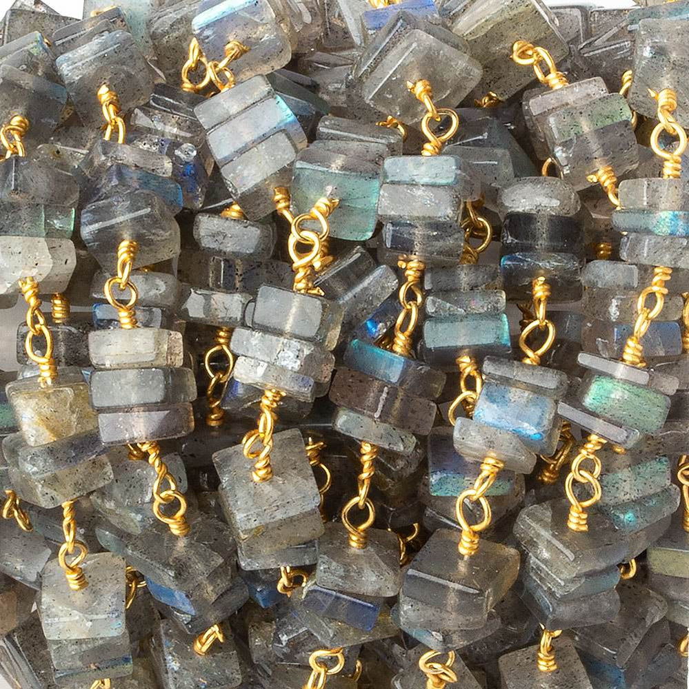 5mm Labradorite square heshi Vermeil Chain by the foot (ONLINE ORDER ONLY)