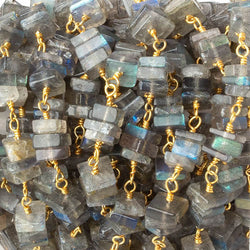 5mm Labradorite square heshi Vermeil Chain by the foot (ONLINE ORDER ONLY)
