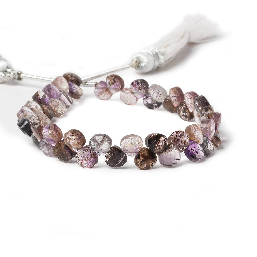 5mm Lepidocrocite faceted petite heart beads 6 inch 50 pieces (ONLINE ORDER ONLY)