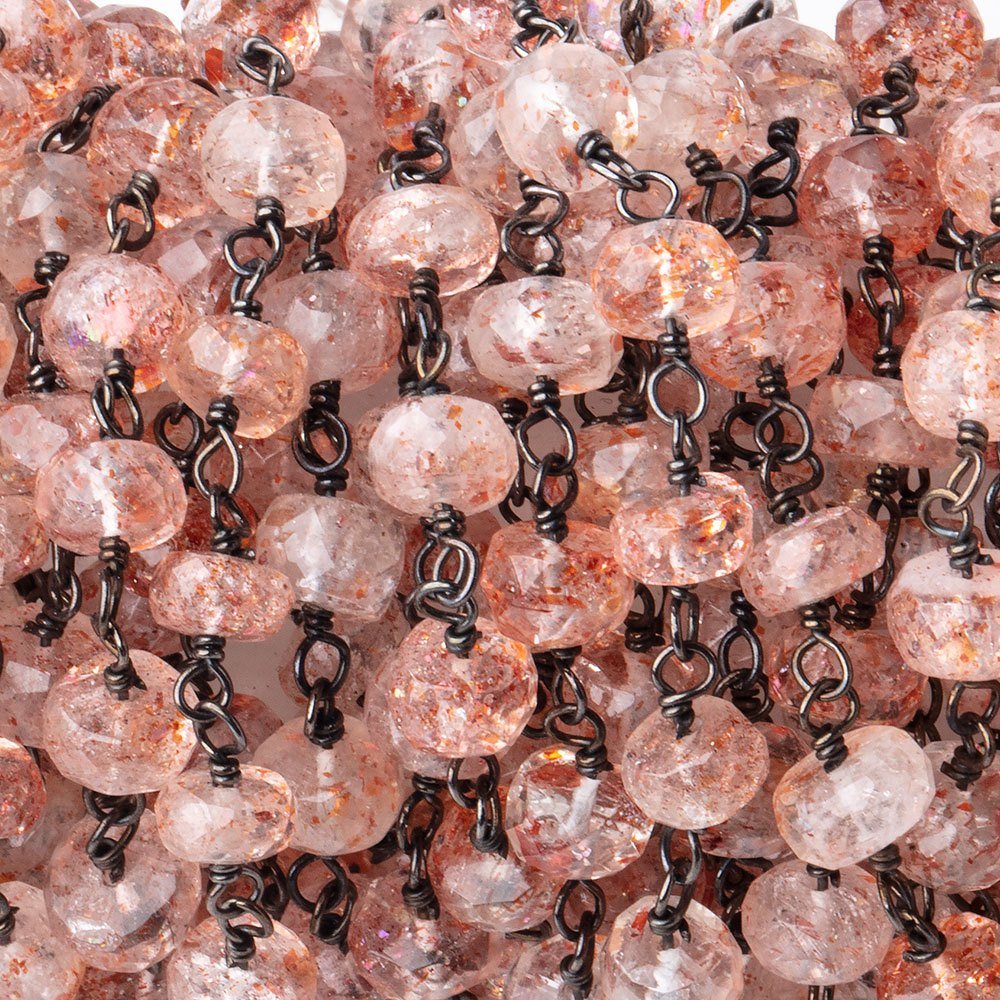 5mm Lepidocrocite Faceted Rondelles on Black Gold over .925 Silver Chain (ONLINE ORDER ONLY)