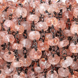 5mm Lepidocrocite Faceted Rondelles on Black Gold over .925 Silver Chain (ONLINE ORDER ONLY)