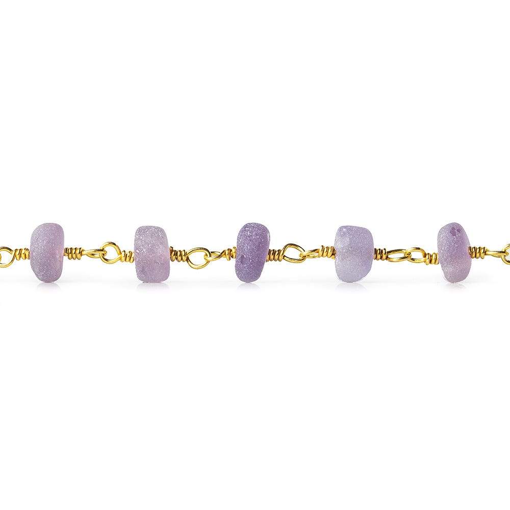 5mm Matte Amethyst plain rondelle Gold plated Chain by the foot (ONLINE ORDER ONLY)