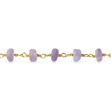 5mm Matte Amethyst plain rondelle Gold plated Chain by the foot (ONLINE ORDER ONLY)