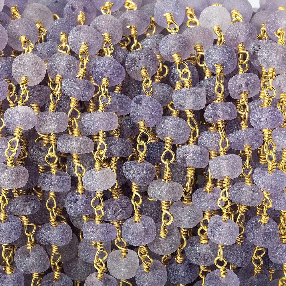 5mm Matte Amethyst plain rondelle Gold plated Chain by the foot (ONLINE ORDER ONLY)