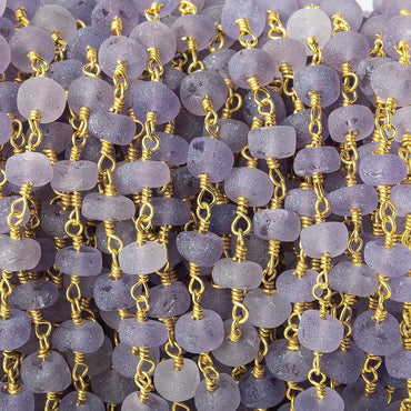 5mm Matte Amethyst plain rondelle Gold plated Chain by the foot (ONLINE ORDER ONLY)