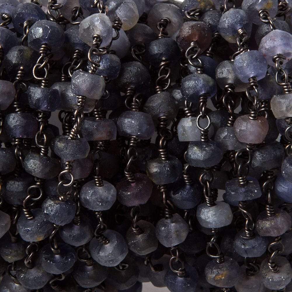 5mm Matte Iolite plain rondelle Black Gold plated Chain by the foot 39pcs (ONLINE ORDER ONLY)
