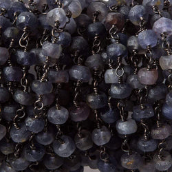 5mm Matte Iolite plain rondelle Black Gold plated Chain by the foot 39pcs (ONLINE ORDER ONLY)