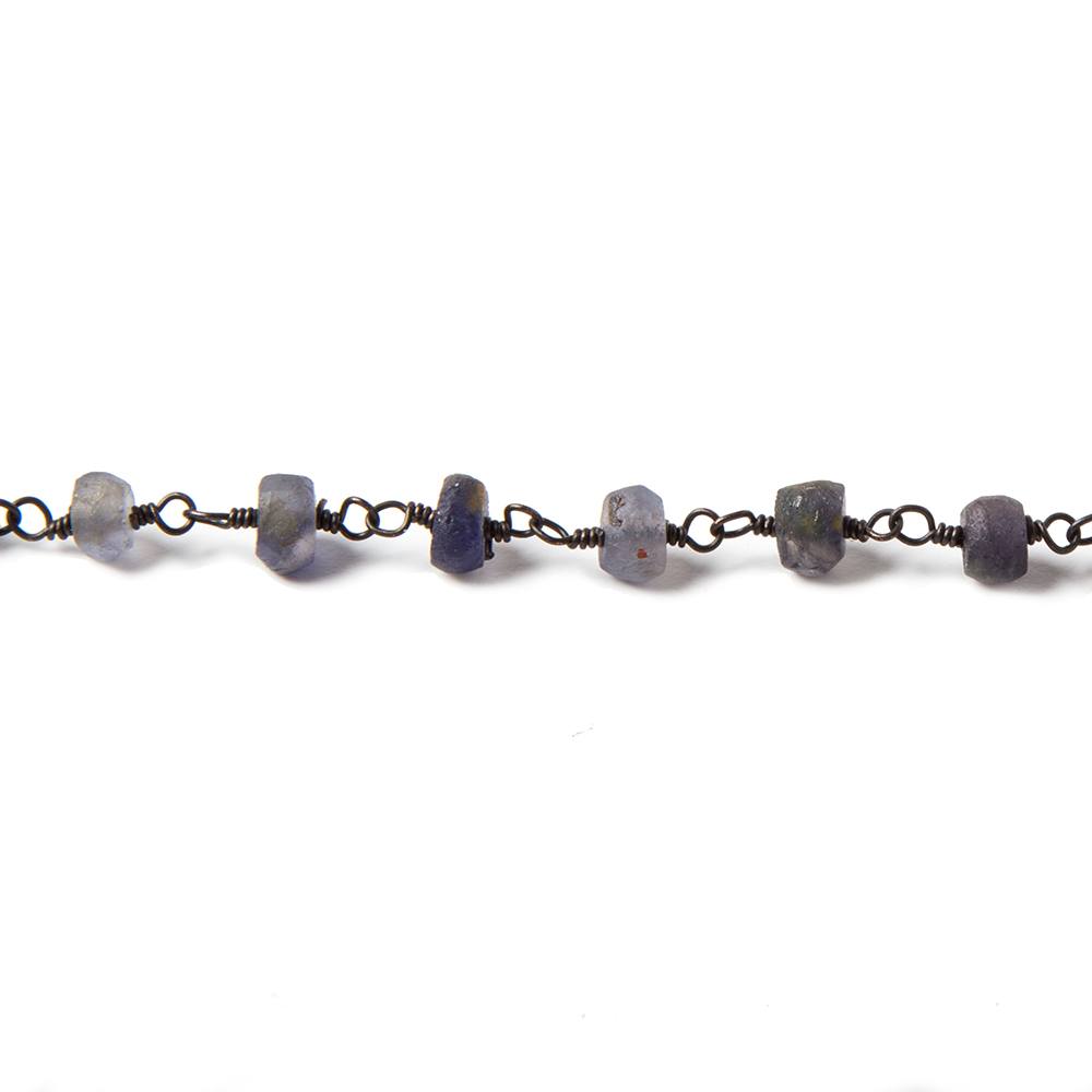 5mm Matte Iolite plain rondelle Black Gold plated Chain by the foot 39pcs (ONLINE ORDER ONLY)