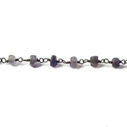 5mm Matte Iolite plain rondelle Black Gold plated Chain by the foot 39pcs (ONLINE ORDER ONLY)
