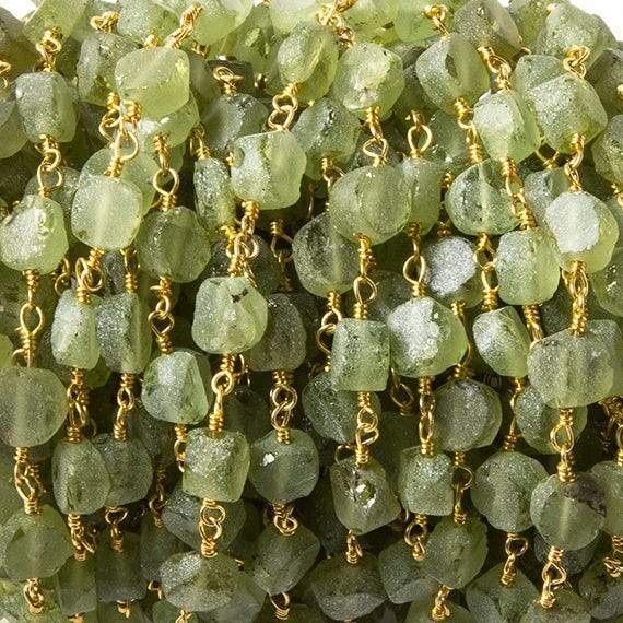 5mm Matte Peridot Coin Gold plated Chain by the foot 28 pcs (ONLINE ORDER ONLY)