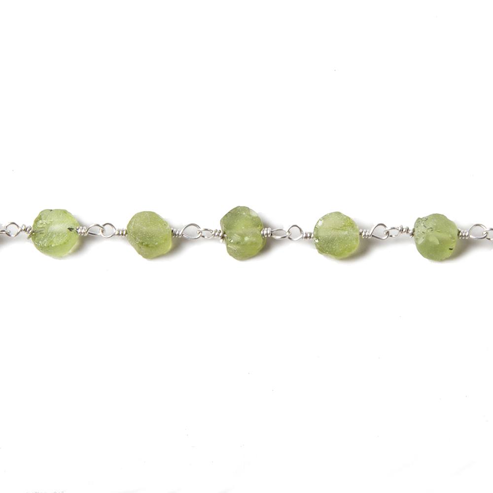 5mm Matte Peridot Coin Silver plated Chain by the foot 28 pcs (ONLINE ORDER ONLY)