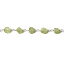 5mm Matte Peridot Coin Silver plated Chain by the foot 28 pcs (ONLINE ORDER ONLY)