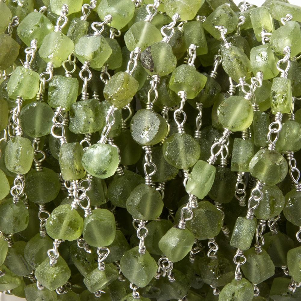 5mm Matte Peridot Coin Silver plated Chain by the foot 28 pcs (ONLINE ORDER ONLY)