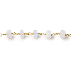 4mm Matte Rainbow Moonstone Plain Rondelles on Gold Plated Chain 35pcs (ONLINE ORDER ONLY)