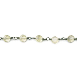 5mm Multi Color Quartz faceted coin Black Gold plated Chain by the foot (ONLINE ORDER ONLY)