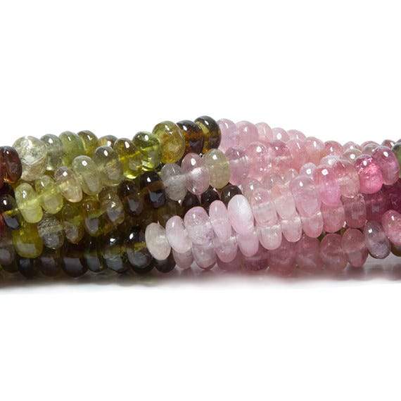 5mm Multi Color Tourmaline plain rondelle beads 18 inch 164 pieces (ONLINE ORDER ONLY)