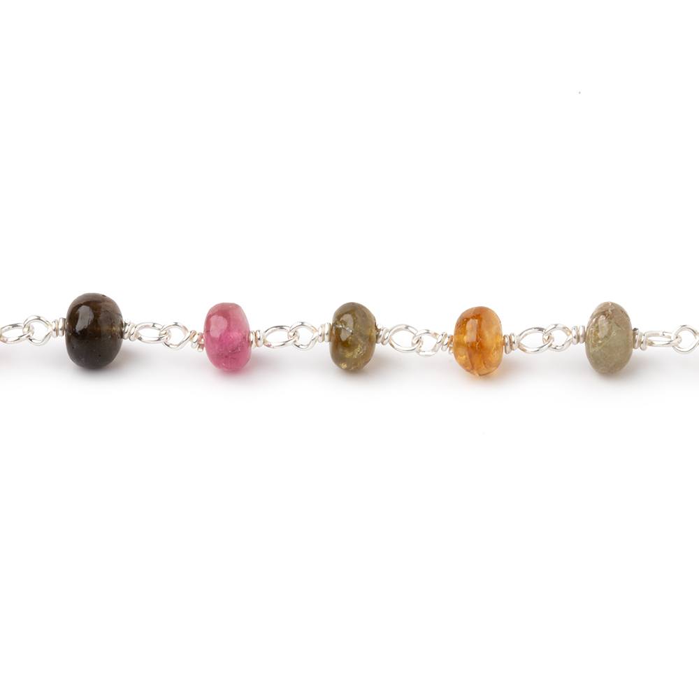 5mm Multi Color Tourmaline Plain Rondelles on Sterling Silver Chain (ONLINE ORDER ONLY)