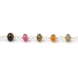 5mm Multi Color Tourmaline Plain Rondelles on Sterling Silver Chain (ONLINE ORDER ONLY)