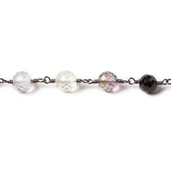 5mm Multi Gemstone faceted round Black Gold Chain by the foot 28 pcs (ONLINE ORDER ONLY)