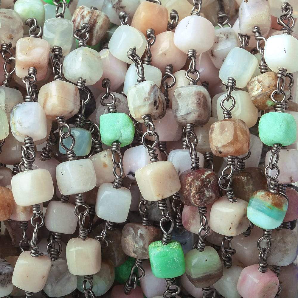 5mm Multi Gemstone plain cube Black Gold plated Chain by the foot (ONLINE ORDER ONLY)