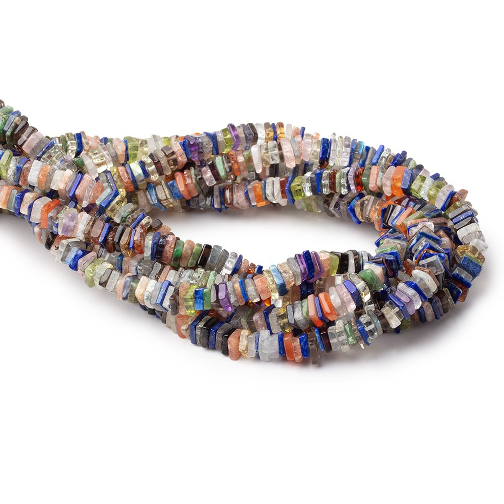 5mm Multi Gemstone Plain Square Heishi Beads 14 inch 200 pieces (ONLINE ORDER ONLY)