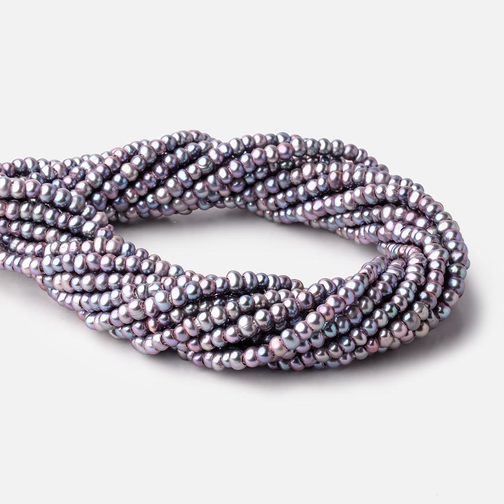 5mm Multi-Tonal Purple Off Round 2.5mm Large Hole Pearls 15 inch 120 Beads (ONLINE ORDER ONLY)