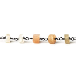 5mm MultiColor Moonstone heishi Black Gold plated Chain by the foot 35 pieces (ONLINE ORDER ONLY)