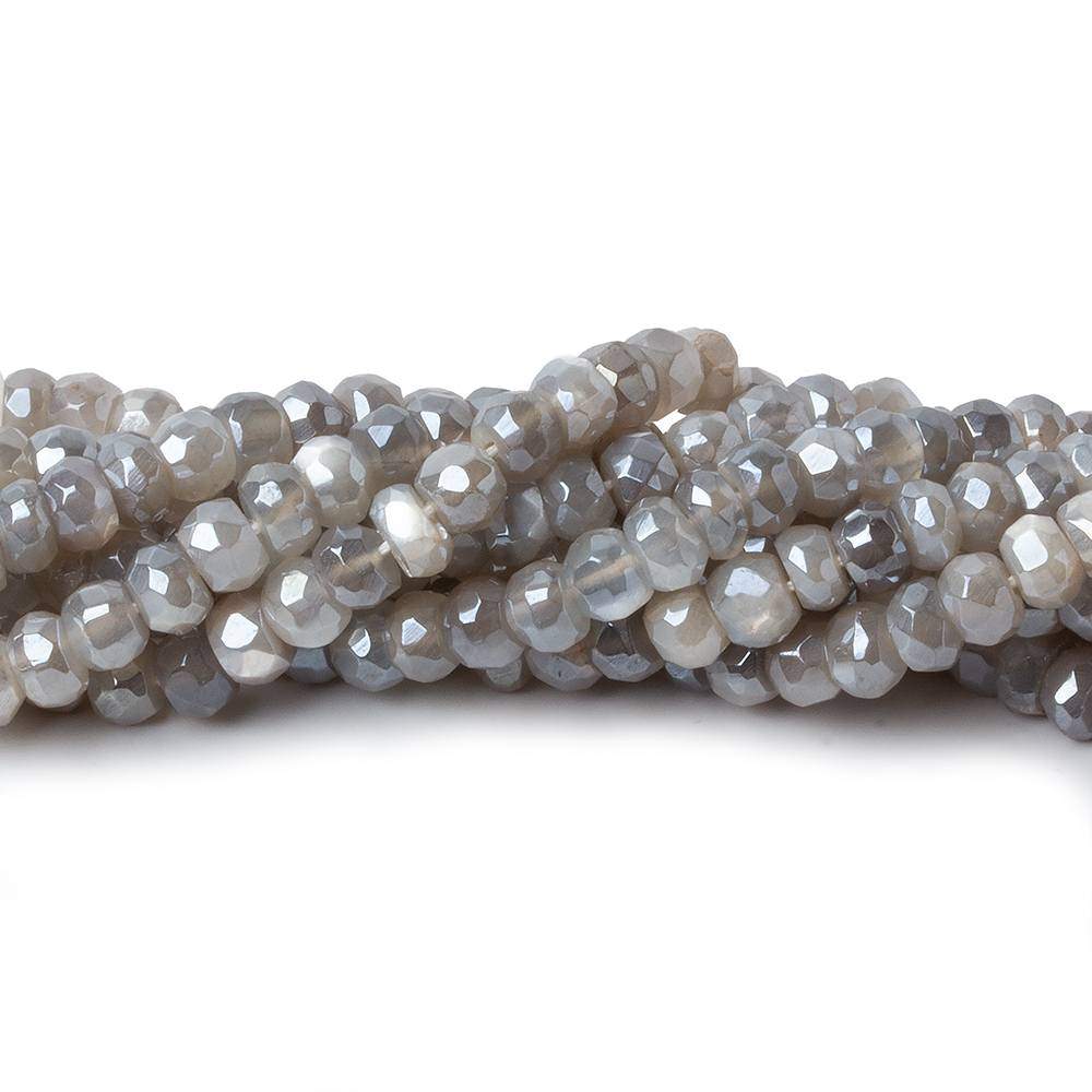 5mm Mystic Platinum Moonstone faceted rondelles 16 inch 100 beads A (ONLINE ORDER ONLY)