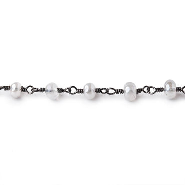 5mm Mystic Quartz Plain Rondelles on Black Gold Chain by the Foot 29 beads (ONLINE ORDER ONLY)