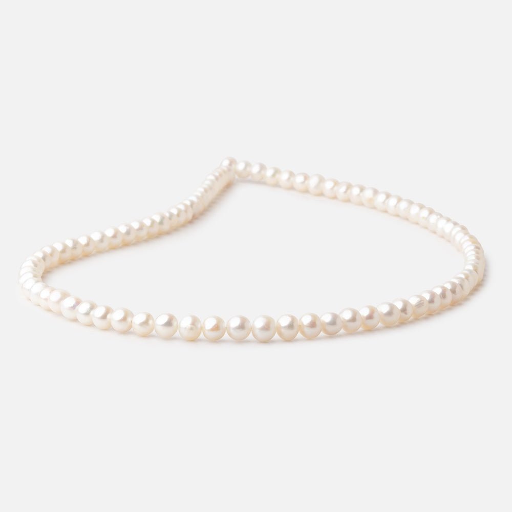 5mm Off White Side Drilled Off Round Freshwater Pearls 15.5 inch 85 Beads A
