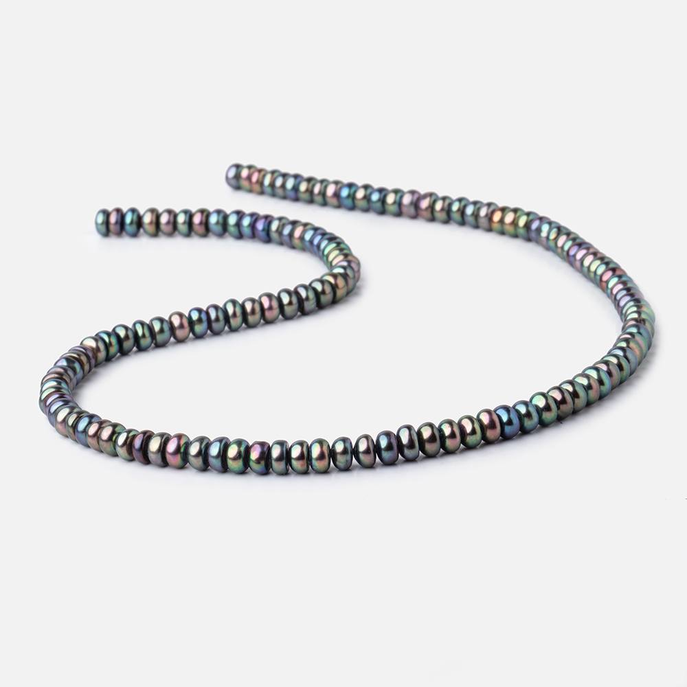 5mm Peacock Center Drill Button Freshwater Pearl beads 15.5 inch 121 pieces A (ONLINE ORDER ONLY)