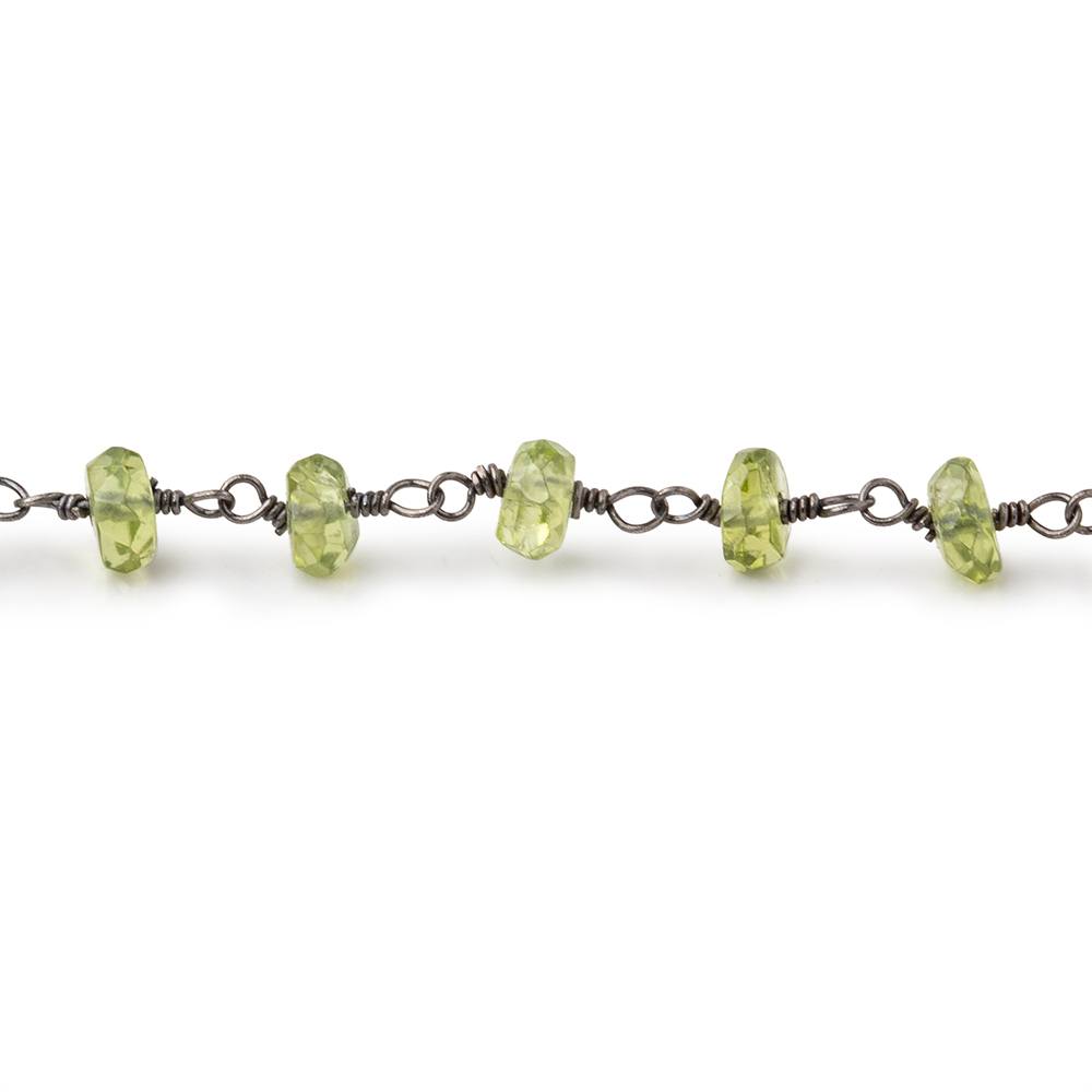 5mm Peridot faceted rondelle Black Gold plated Chain (ONLINE ORDER ONLY)
