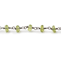 5mm Peridot faceted rondelle Black Gold plated Chain (ONLINE ORDER ONLY)