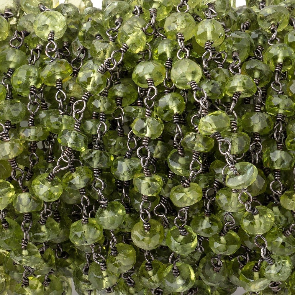 5mm Peridot faceted rondelle Black Gold plated Chain (ONLINE ORDER ONLY)