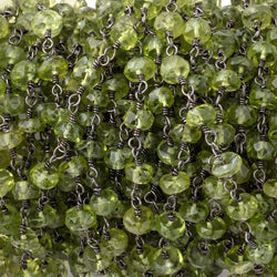 5mm Peridot faceted rondelle Black Gold plated Chain (ONLINE ORDER ONLY)