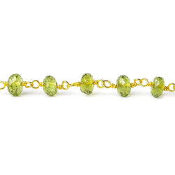 5mm Peridot faceted rondelle Vermeil Chain by the foot (ONLINE ORDER ONLY)