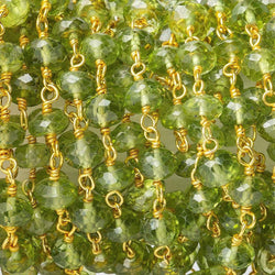 5mm Peridot faceted rondelle Vermeil Chain by the foot (ONLINE ORDER ONLY)