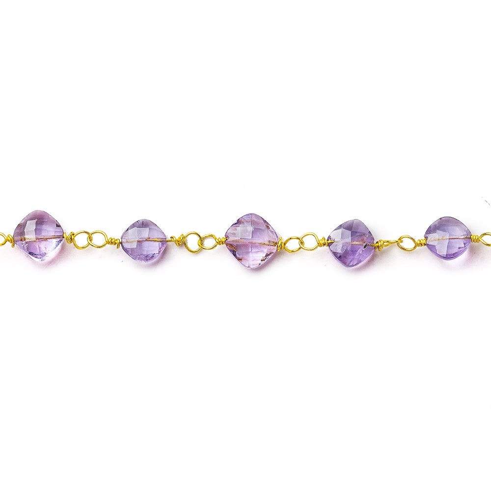 5mm Pink Amethyst faceted square Vermeil Chain by the foot (ONLINE ORDER ONLY)
