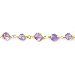 5mm Pink Amethyst faceted square Vermeil Chain by the foot (ONLINE ORDER ONLY)