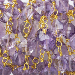 5mm Pink Amethyst faceted square Vermeil Chain by the foot (ONLINE ORDER ONLY)