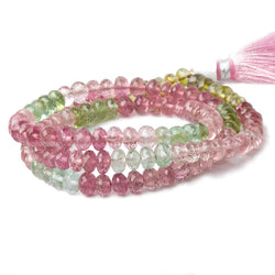 5mm Pink & Green Tourmaline Faceted Rondelle Beads 124 pieces AAA Grade (ONLINE ORDER ONLY)