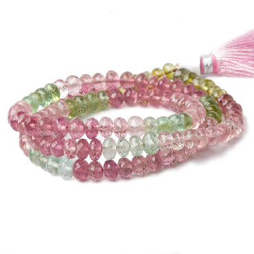 5mm Pink & Green Tourmaline Faceted Rondelle Beads 124 pieces AAA Grade (ONLINE ORDER ONLY)