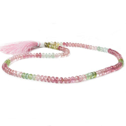 5mm Pink & Green Tourmaline Faceted Rondelle Beads 124 pieces AAA Grade (ONLINE ORDER ONLY)