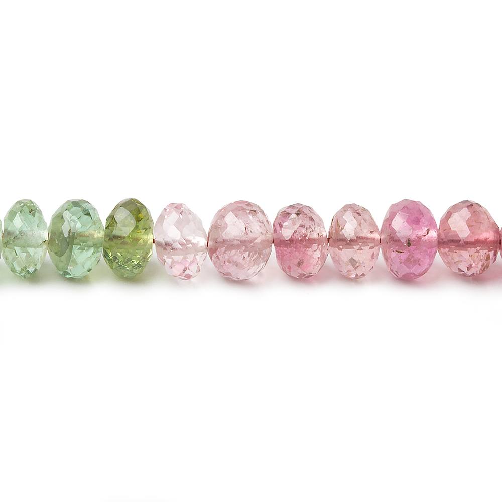 5mm Pink & Green Tourmaline Faceted Rondelle Beads 124 pieces AAA Grade (ONLINE ORDER ONLY)