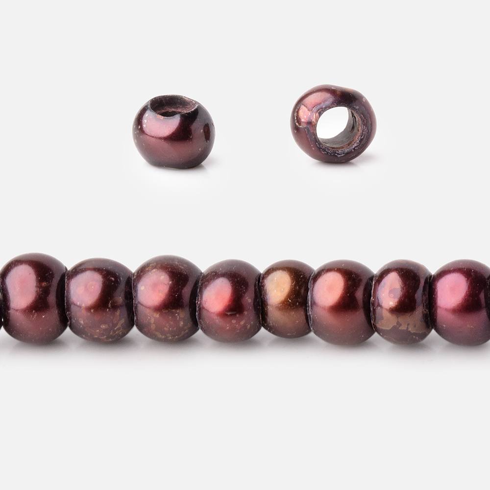 5mm Port Wine 2.5mm Large Hole Off Round Pearls 15 inch 122 Beads (ONLINE ORDER ONLY)