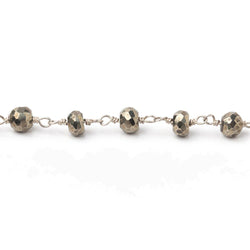 5mm Pyrite faceted rondelle .925 Silver Chain by the foot 30 beads (ONLINE ORDER ONLY)