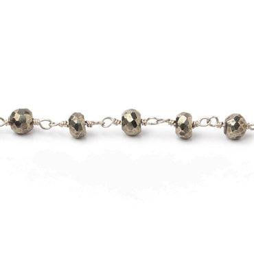 5mm Pyrite faceted rondelle .925 Silver Chain by the foot 30 beads (ONLINE ORDER ONLY)