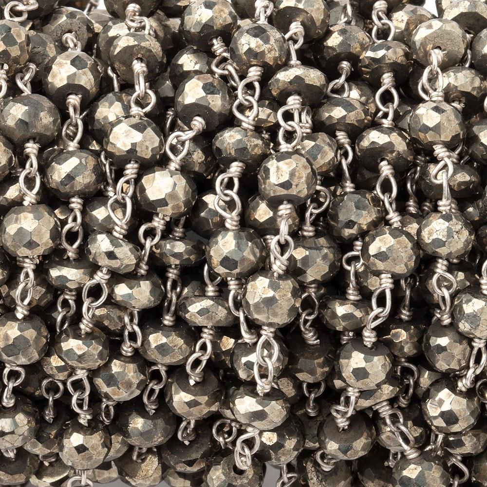 5mm Pyrite faceted rondelle .925 Silver Chain by the foot 30 beads (ONLINE ORDER ONLY)