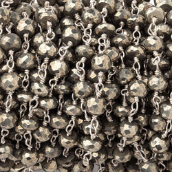 5mm Pyrite faceted rondelle .925 Silver Chain by the foot 30 beads (ONLINE ORDER ONLY)